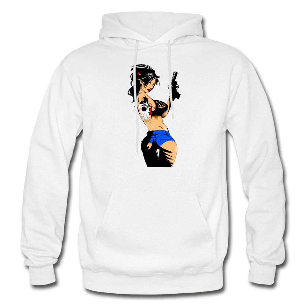 Cartoon Girl With Guns - white
