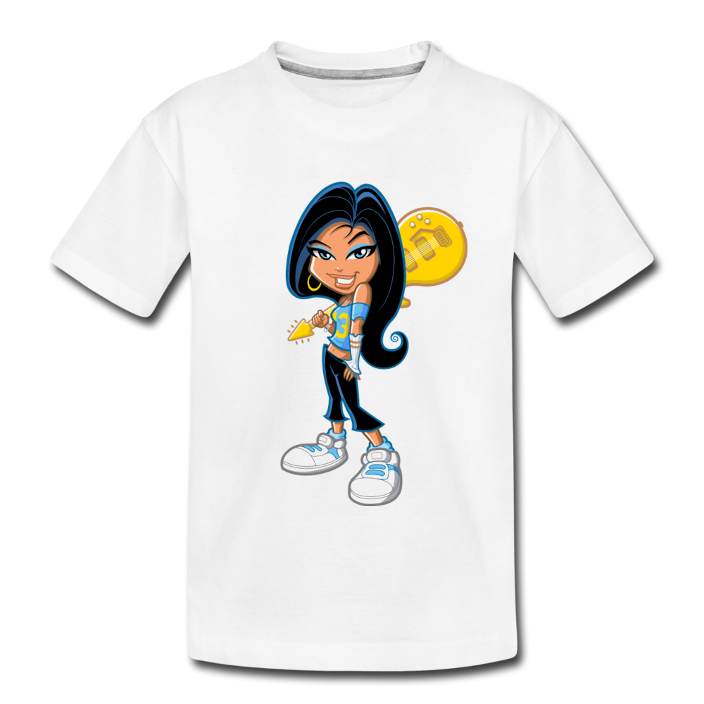 Guitar Girl Cartoon Kids T-Shirt - white