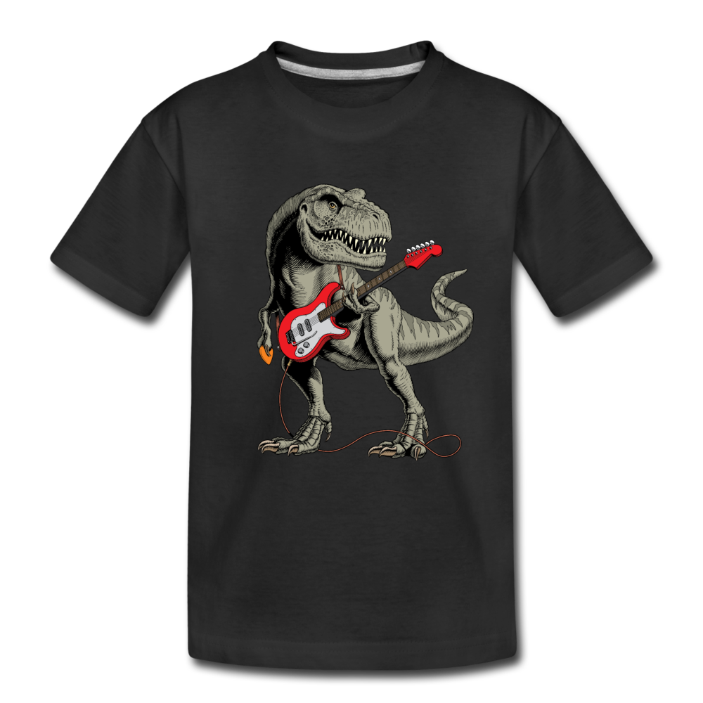 Guitar Dinosaur Kids T-Shirt - black