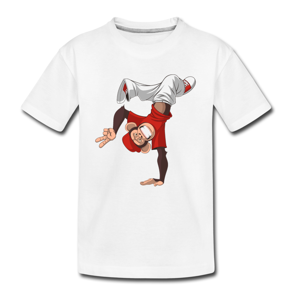 Handstand Monkey Cartoon Kids T-Shirt - white