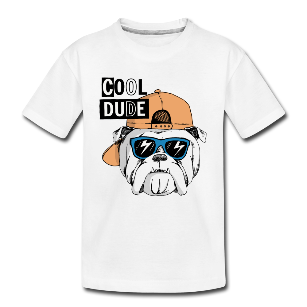 Cool Dude Dog Kids T-Shirt - white