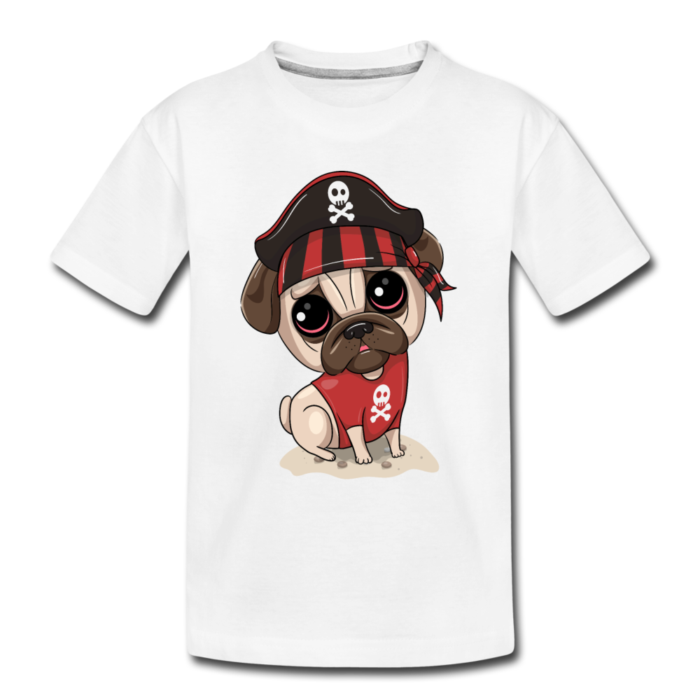 Pirate Dog Cartoon Kids T-Shirt - white