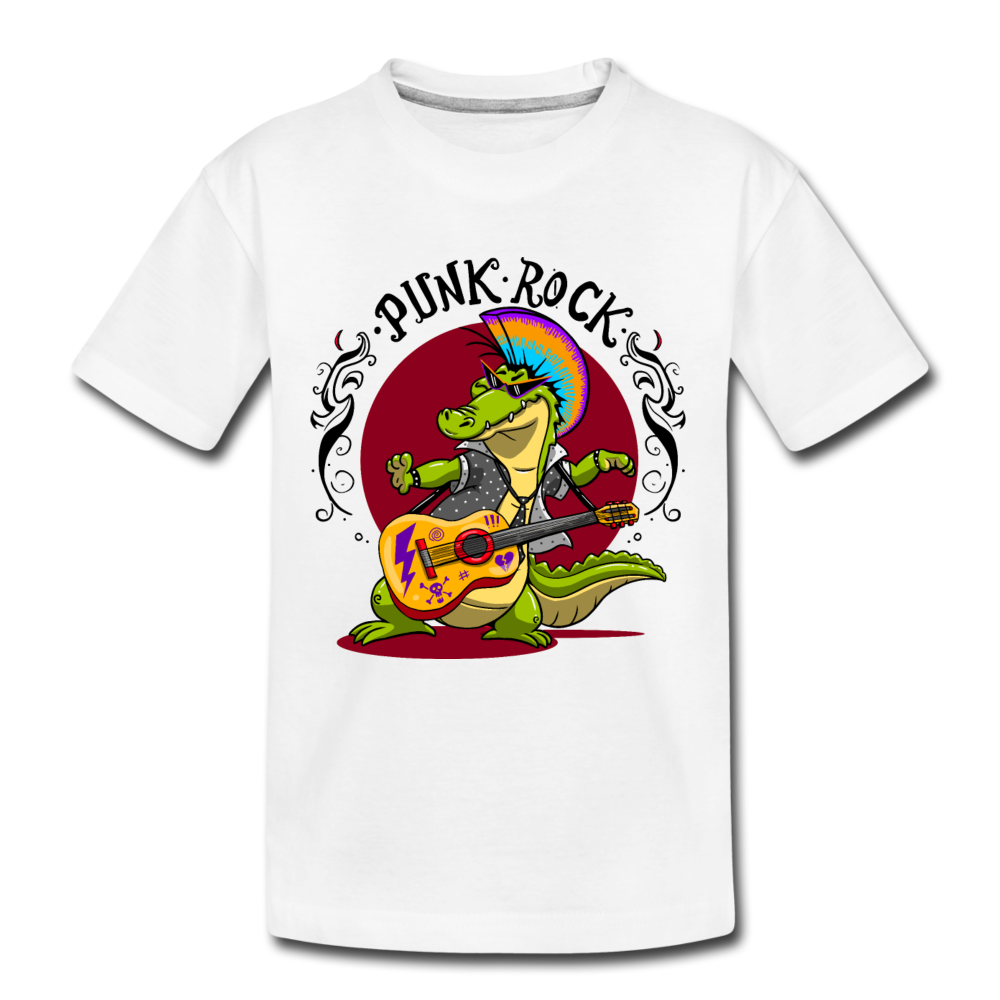 Punk Rock Guitar Gator Kids T-Shirt - white