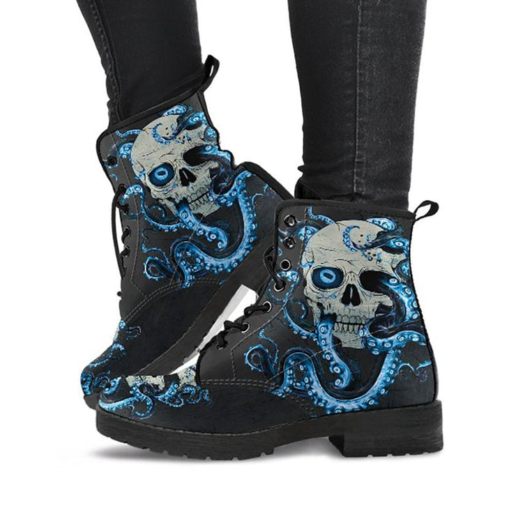 Blue Skull and Octopus Printed Boots style guide