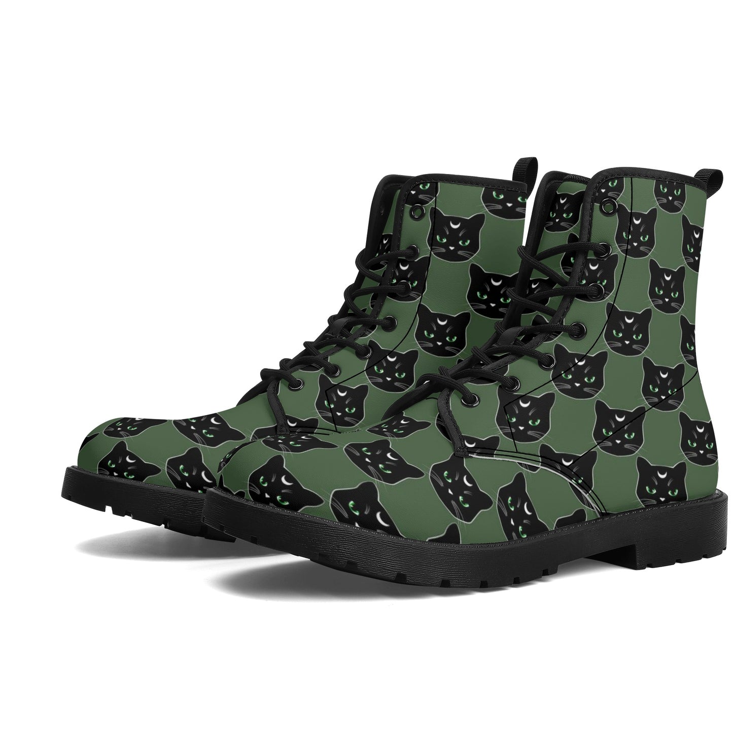 Military Green Cat Boots Women's Leather Boots