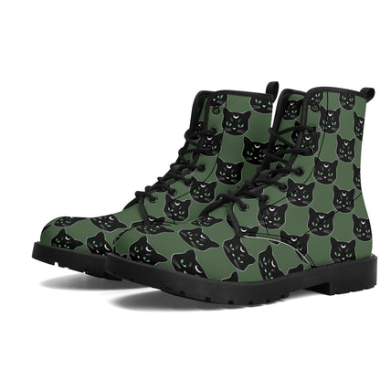Military Green Cat Boots Women's Leather Boots