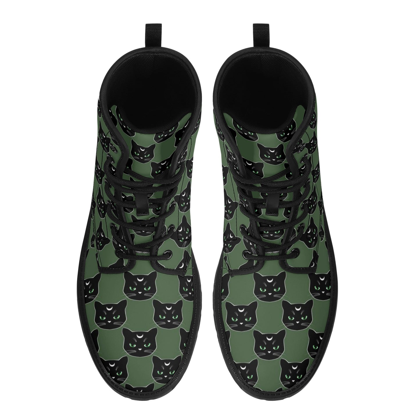 Military Green Cat Boots Women's Leather Boots