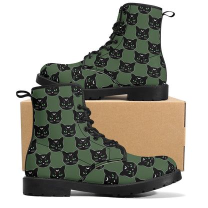 Military Green Cat Boots Women's Leather Boots