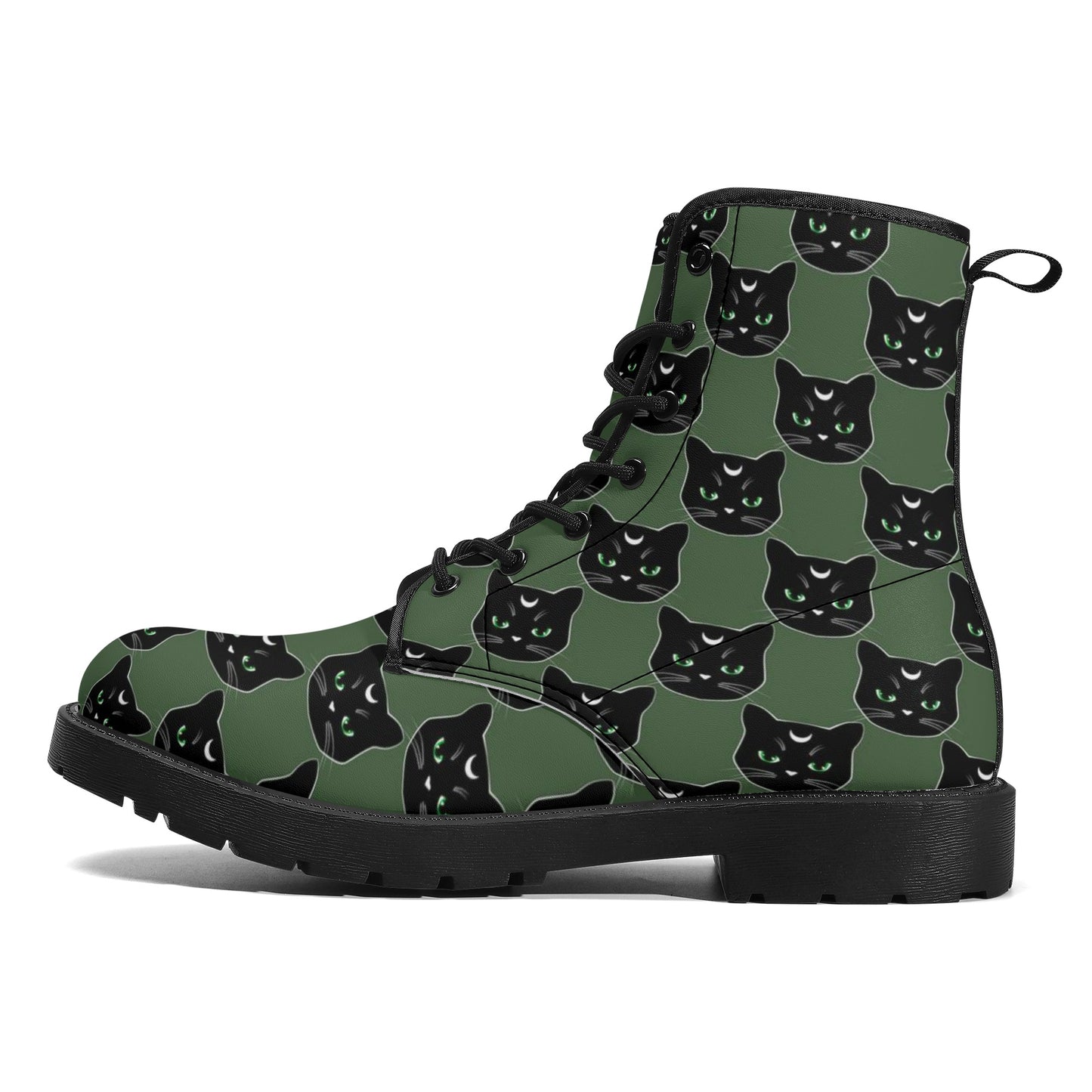 Military Green Cat Boots Women's Leather Boots