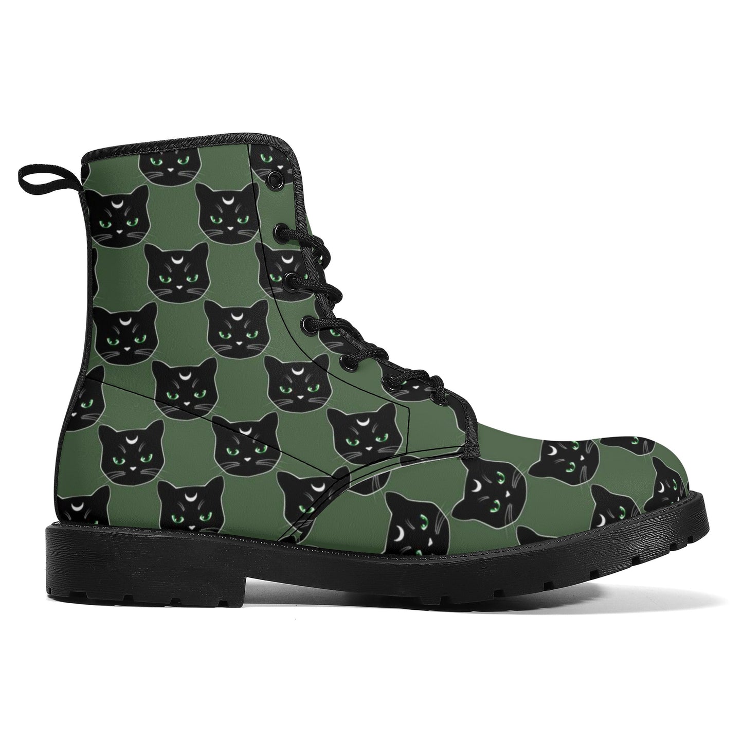 Military Green Cat Boots Women's Leather Boots