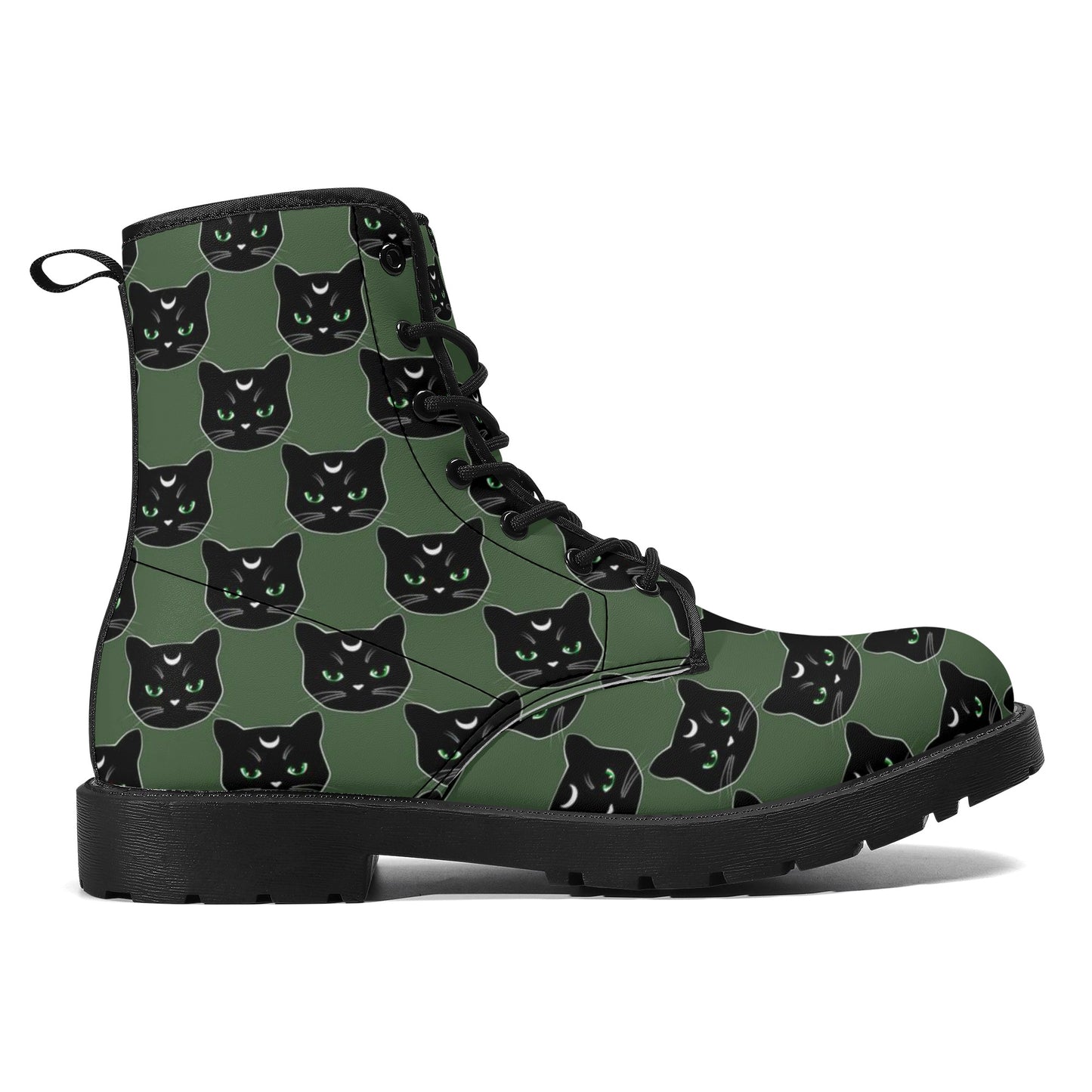 Military Green Cat Boots Women's Leather Boots