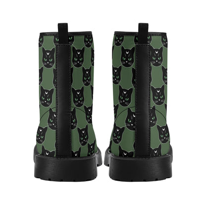 Military Green Cat Boots Women's Leather Boots