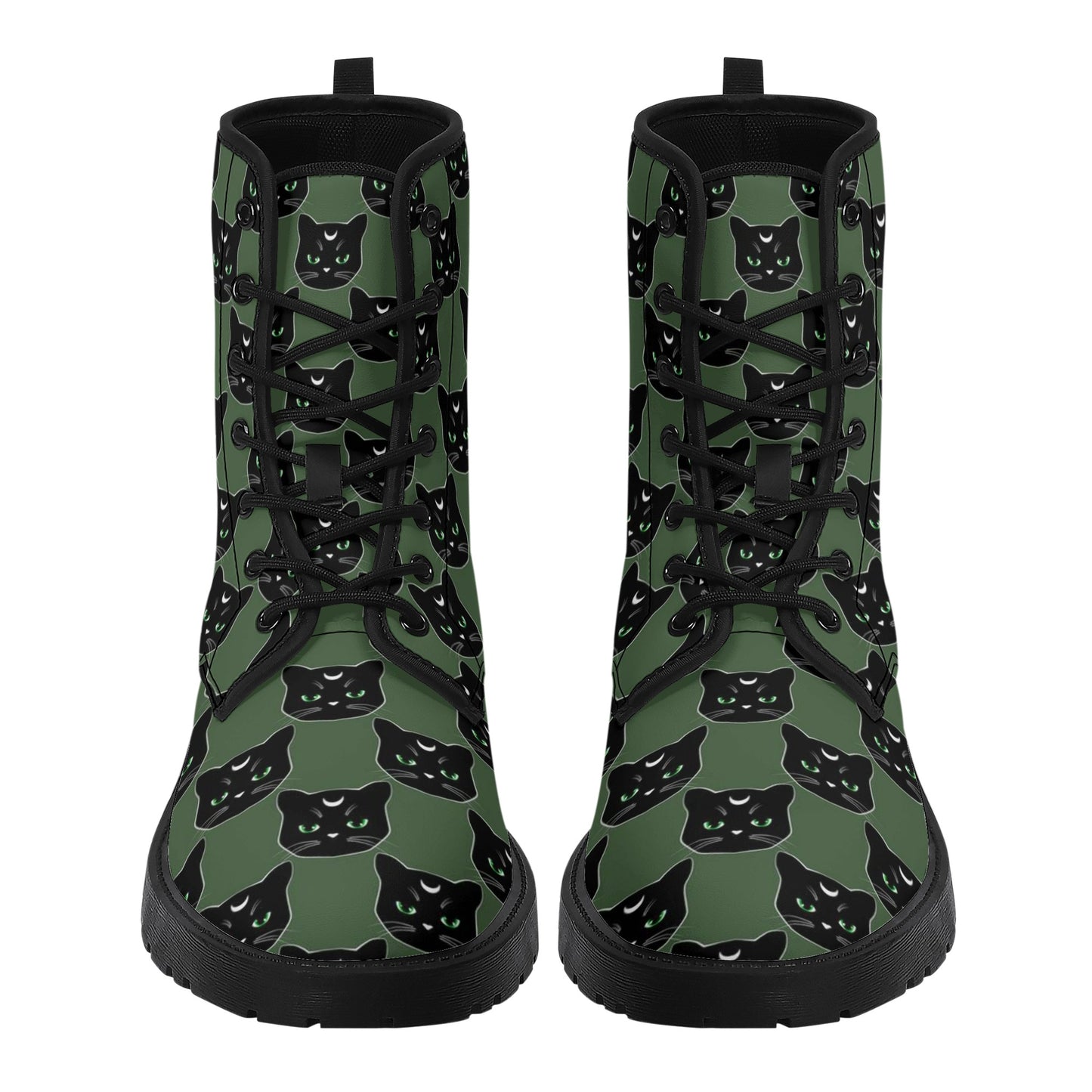 Military Green Cat Boots Women's Leather Boots