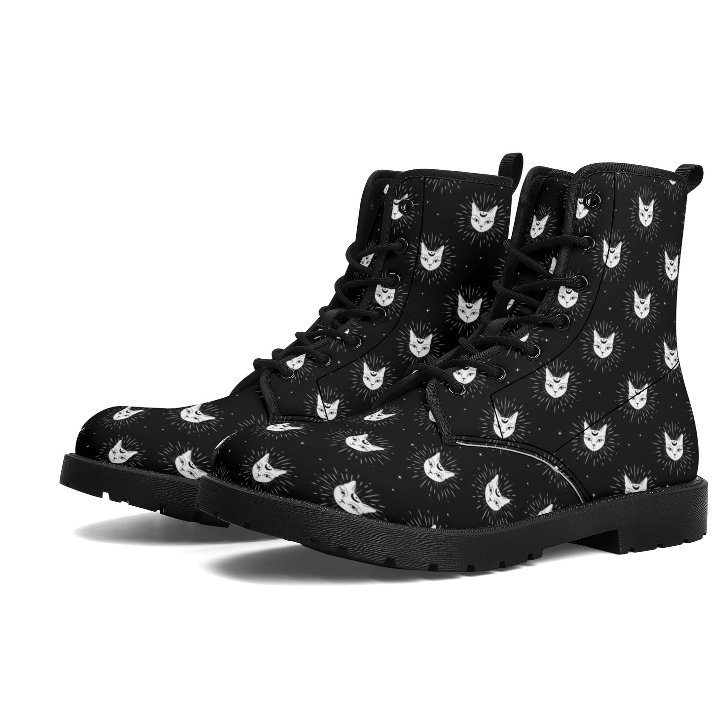 Cat Woman Boots Women's Leather Boots, Fashion Combat Boots, Vegan Leather Boots, Custom Shoes, Custom Boots, Cool Shoes