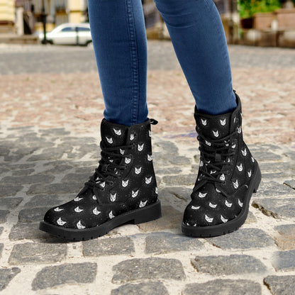Cat Woman Boots Women's Leather Boots, Fashion Combat Boots, Vegan Leather Boots, Custom Shoes, Custom Boots, Cool Shoes