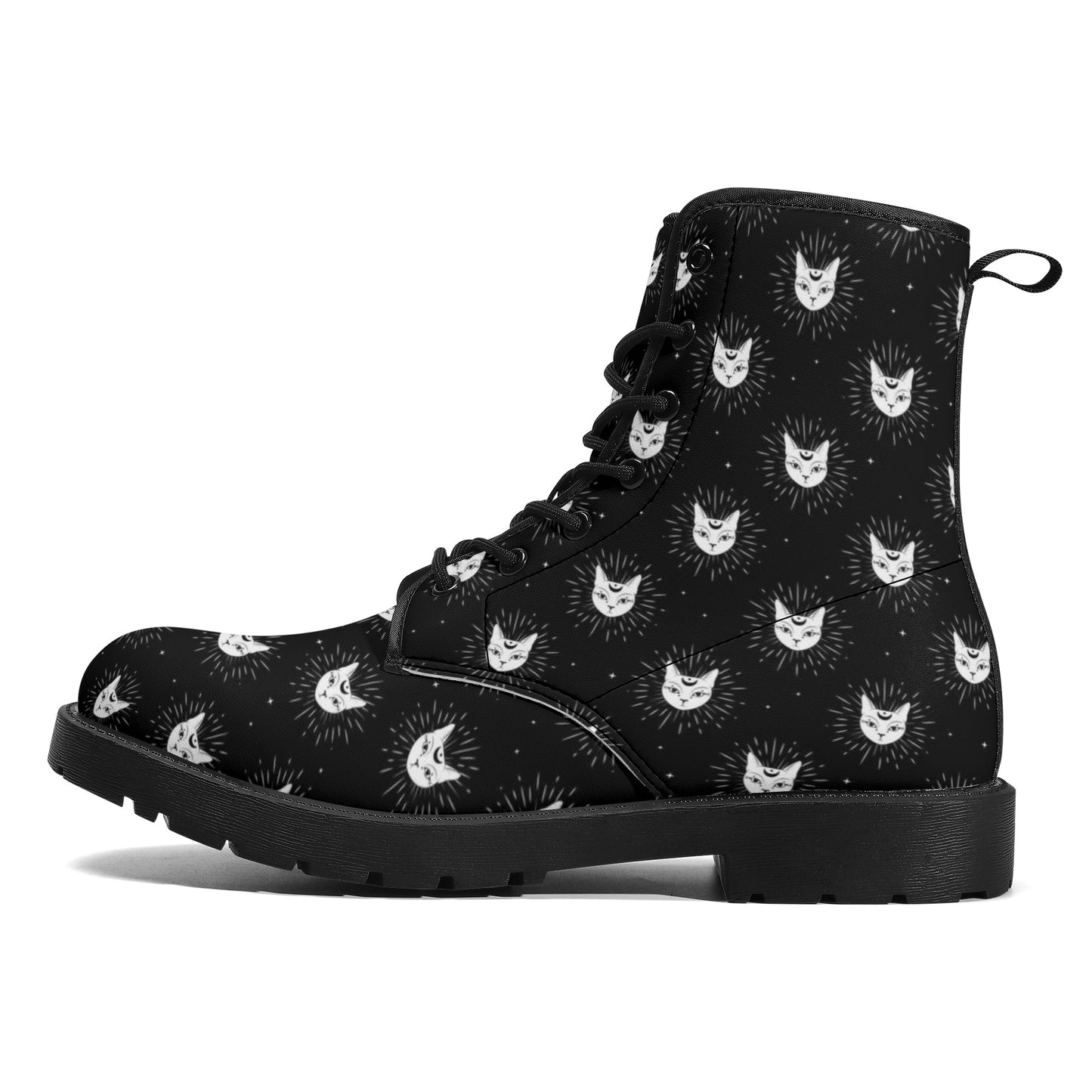 Cat Woman Boots Women's Leather Boots, Fashion Combat Boots, Vegan Leather Boots, Custom Shoes, Custom Boots, Cool Shoes