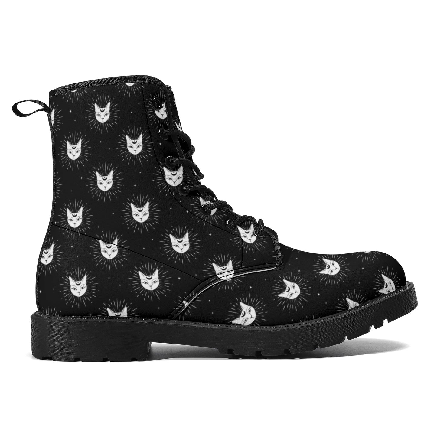 Cat Woman Boots Women's Leather Boots, Fashion Combat Boots, Vegan Leather Boots, Custom Shoes, Custom Boots, Cool Shoes