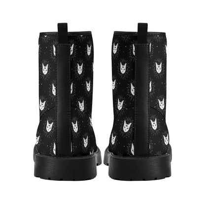 Cat Woman Boots Women's Leather Boots, Fashion Combat Boots, Vegan Leather Boots, Custom Shoes, Custom Boots, Cool Shoes