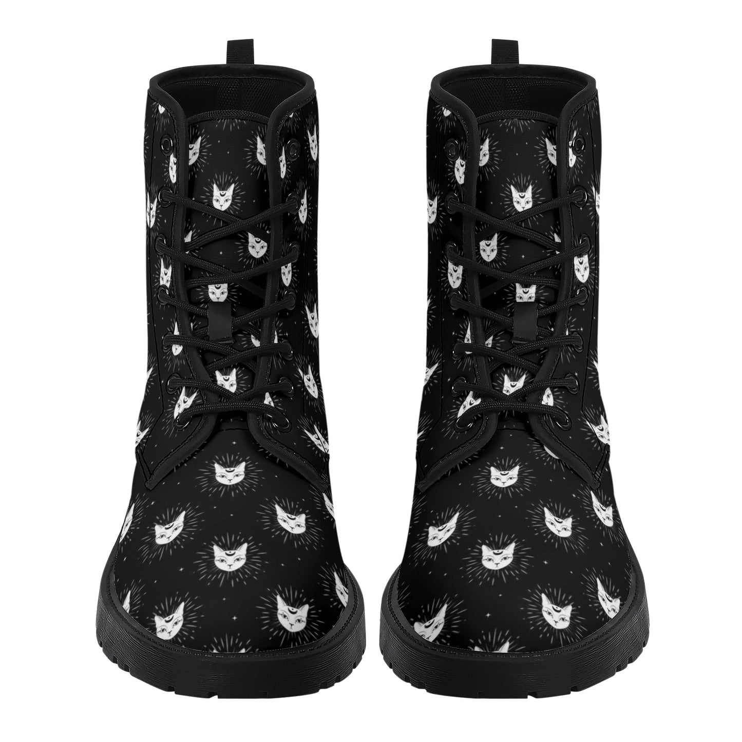 Cat Woman Boots Women's Leather Boots, Fashion Combat Boots, Vegan Leather Boots, Custom Shoes, Custom Boots, Cool Shoes
