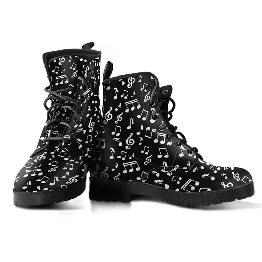 Black Music Notes Printed Boots alternate view