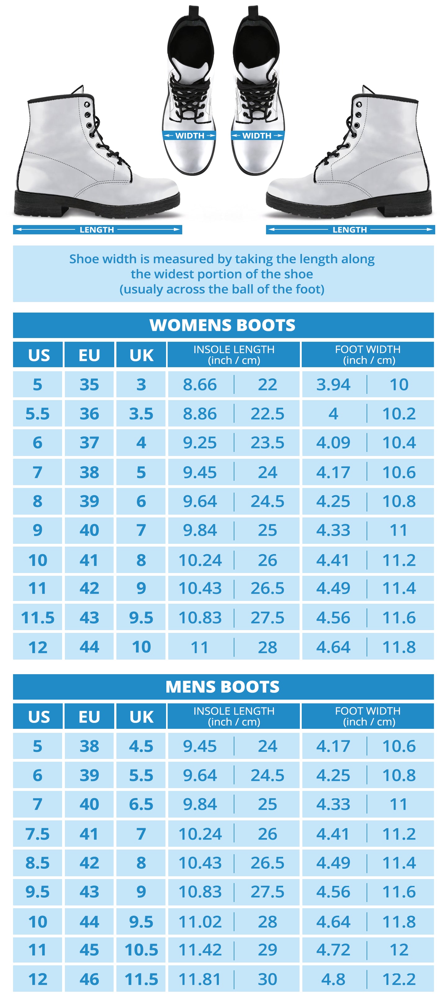 Leather Boots Size Guide