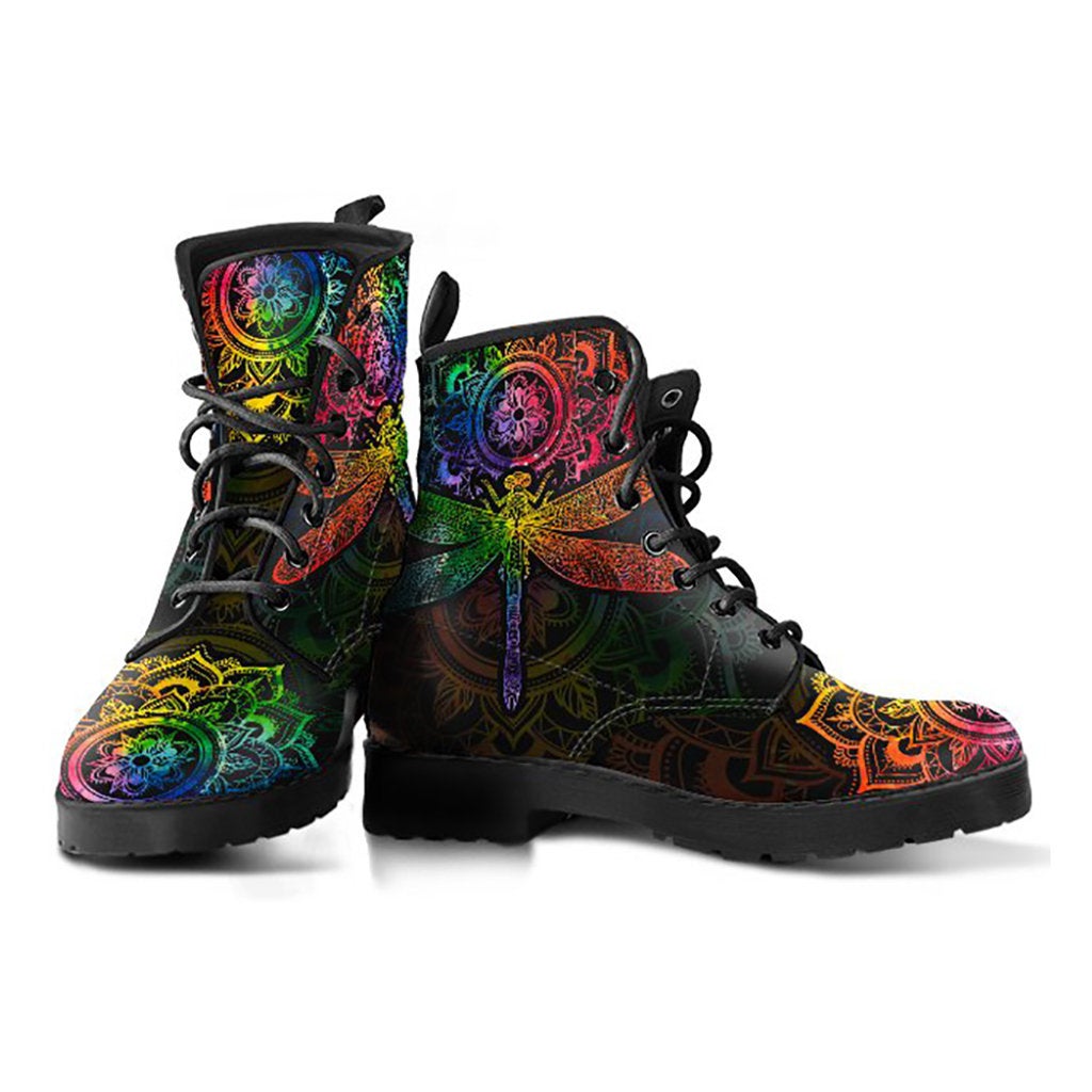Colorful Mandala Dragonfly Chakra women's boots additional view
