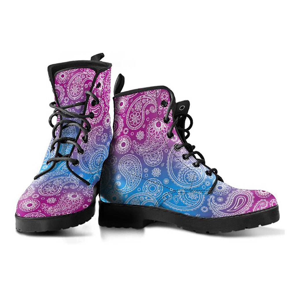 Pink and blue decor women's boots alternate view 2