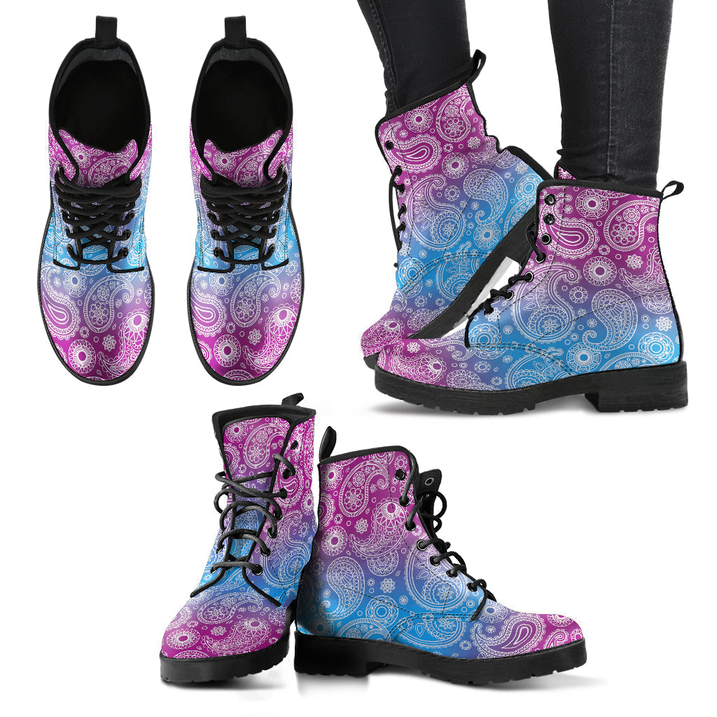 Pink and blue decor women's boots alternate view 3