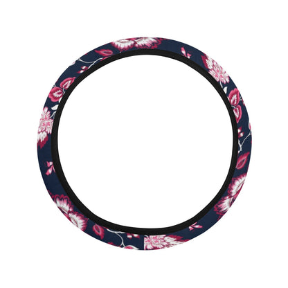 Pink Red Flowers Steering Wheel Cover