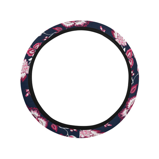 Pink Red Flowers Steering Wheel Cover