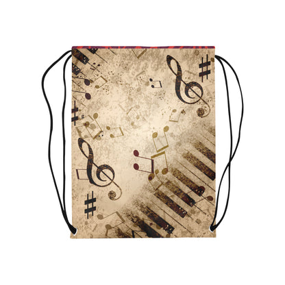 Vintage Piano & Musical Notes Drawstring Bag