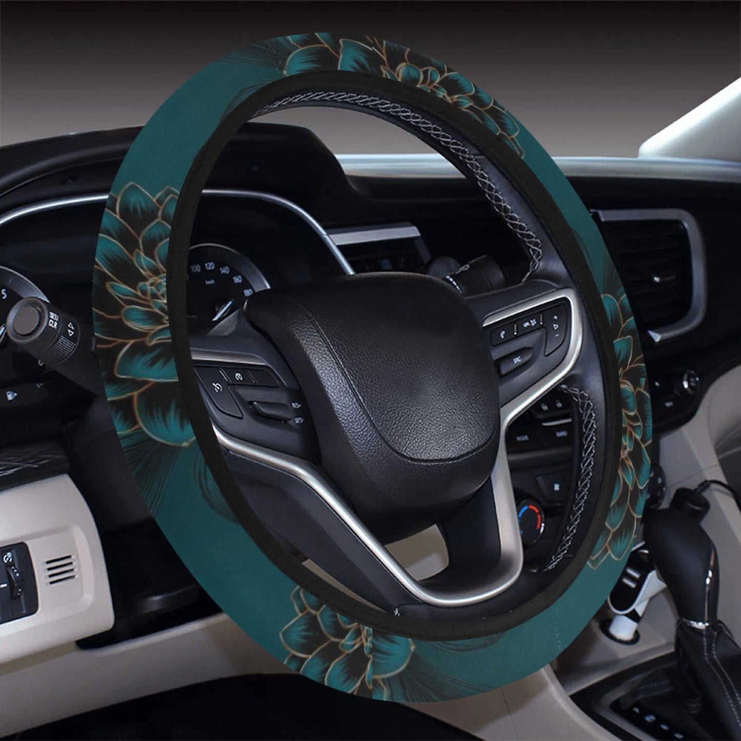 Dark Blossom Pattern Steering Wheel Cover