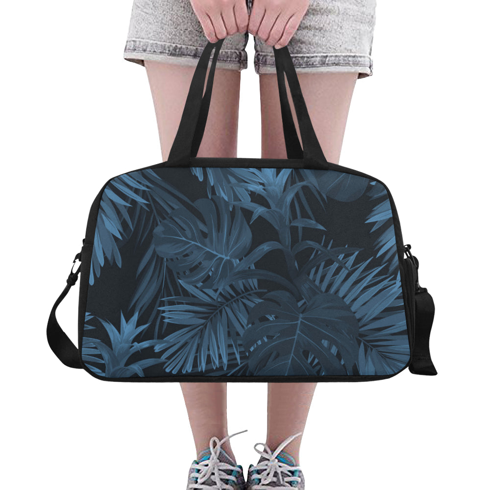 Dark Leaves Floral Fitness Bag Fitness