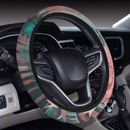 Pink Abstract Floral Steering Wheel Cover