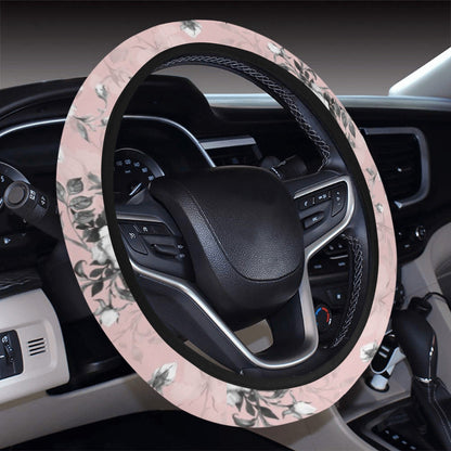Pink Floral Steering Wheel Cover