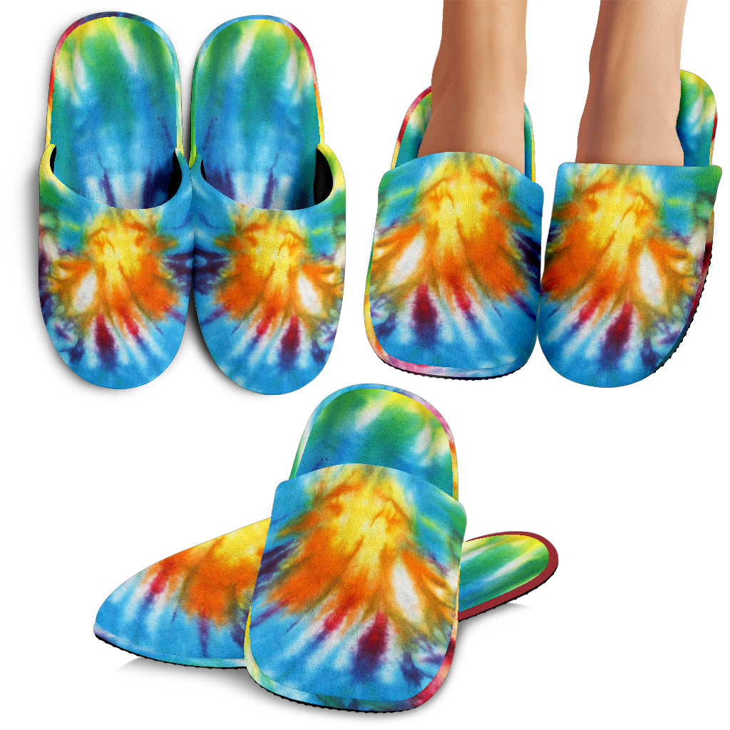 Colorful Tie Dye Abstract Art Slippers
