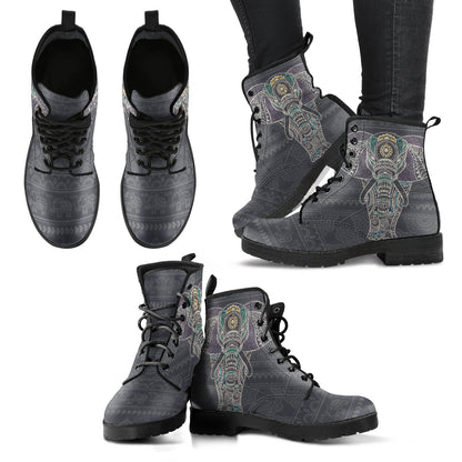 Dark grey boho elephant women’s printed boots – product image 3