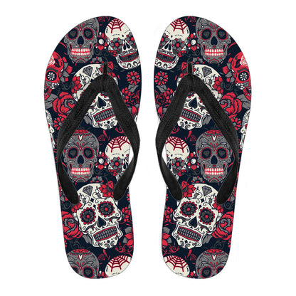 Sugar Skulls & Roses Flip Flops