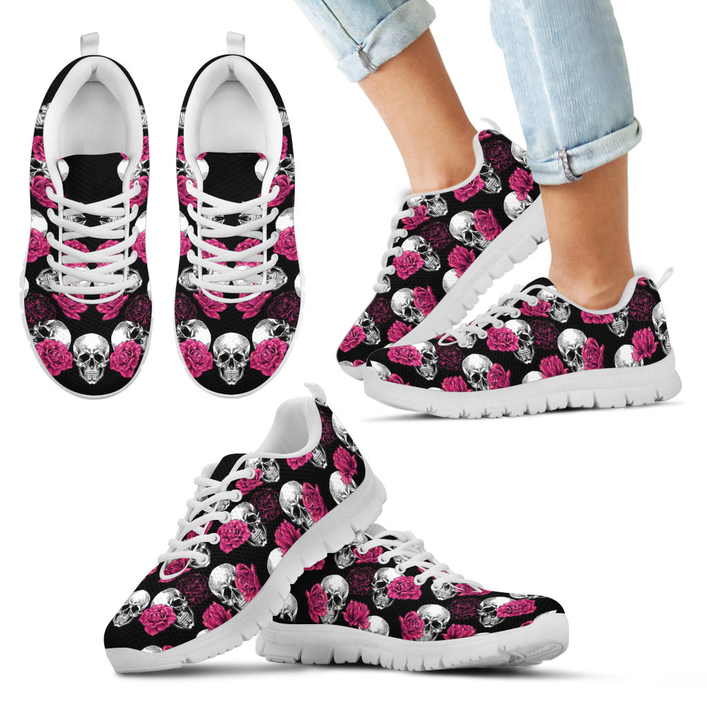 Pink Floral Skull - Sneakers