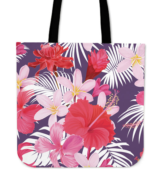 Pink Flowers Canvas Tote Bag