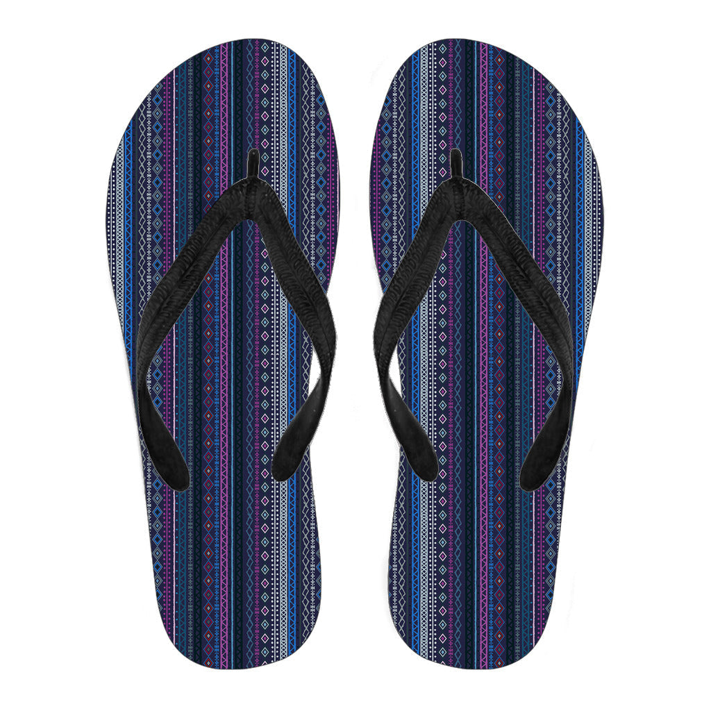 Purple Boho Stripes Decor Flip Flops