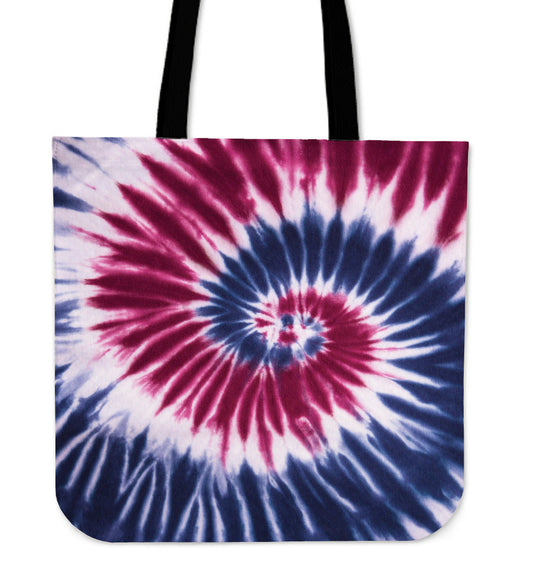 Red, White & Blue Tie Dye Canvas Tote Bag