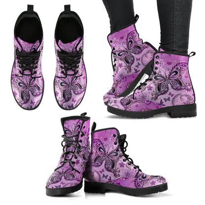 Pink Butterfly Printed Boots