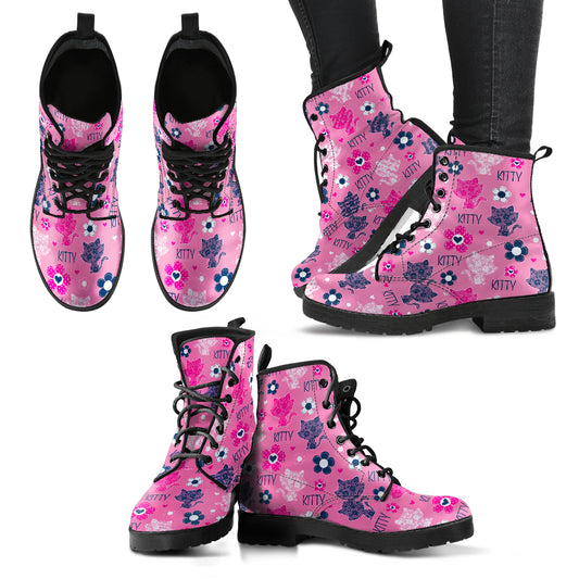 Pink Kitten Women's Leather Boots