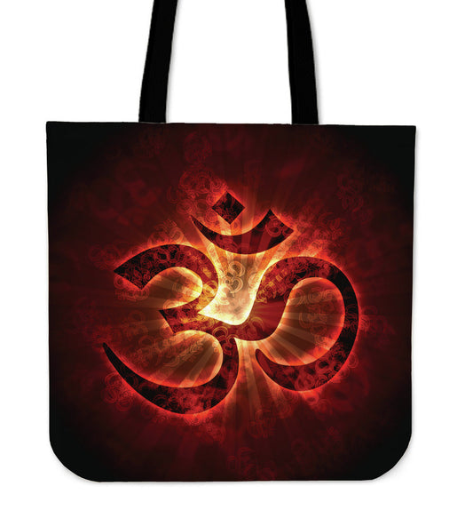 Red Aum Canvas Tote Bag