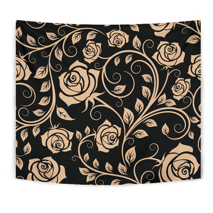 Tan Roses Decor Wall Tapestry