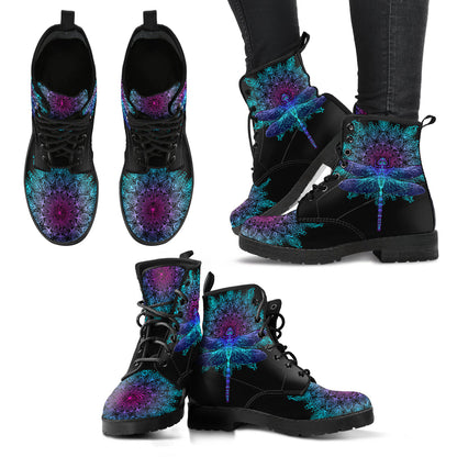 Purple dragonfly mandala women’s printed boots – product image 3