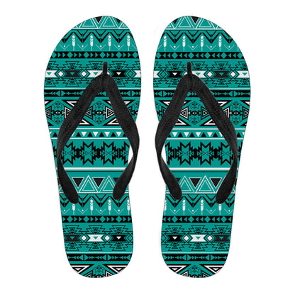 Teal Green Boho Chic Bohemian Aztec Flip Flops