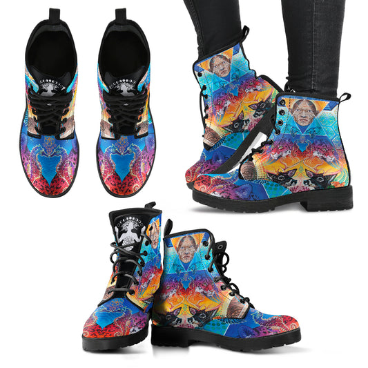 Adam Women's Leather Boots Fashion Combat Boots, Vegan Leather Boots, Custom Shoes, Custom Boots, Cool Shoes
