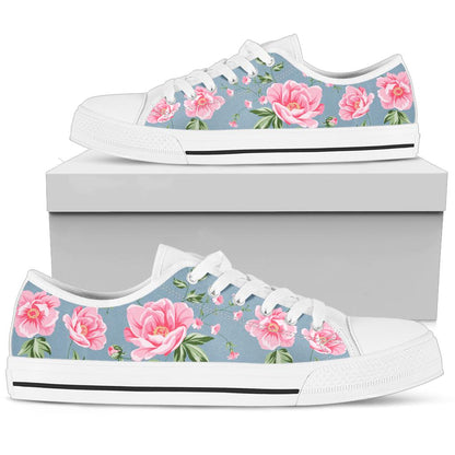 Dusty Blue Rose Low Top Shoes
